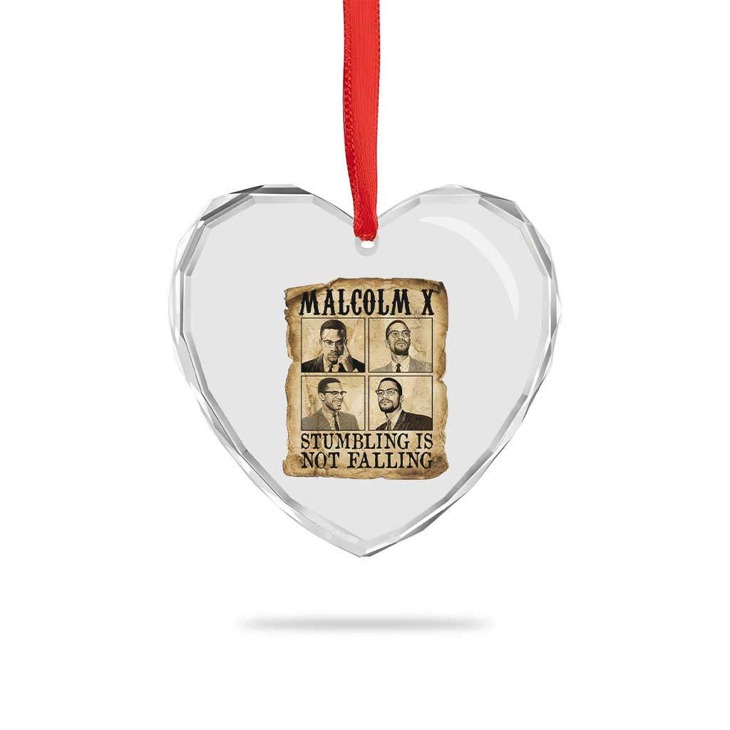 Malcolm X Heart Crystal Glass Ornament Stumbling Is Not Falling Historical Poster TS12