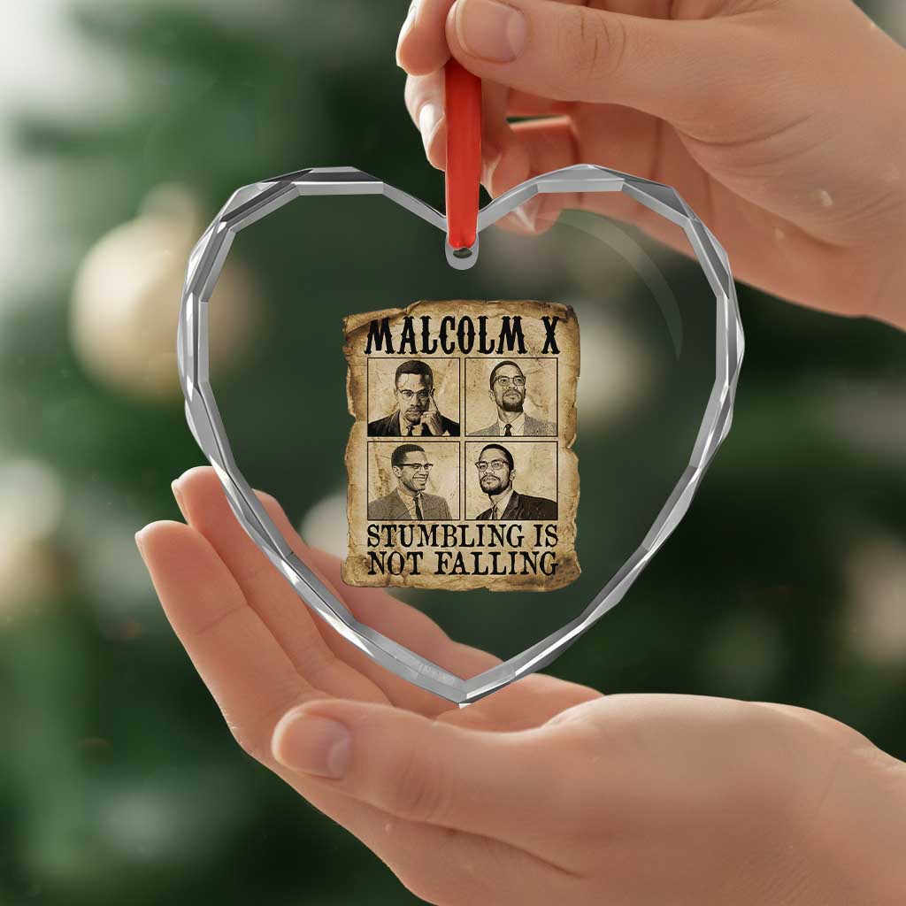 Malcolm X Heart Crystal Glass Ornament Stumbling Is Not Falling Historical Poster TS12