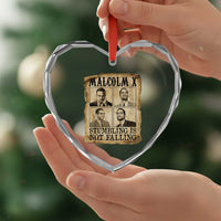 Malcolm X Heart Crystal Glass Ornament Stumbling Is Not Falling Historical Poster TS12