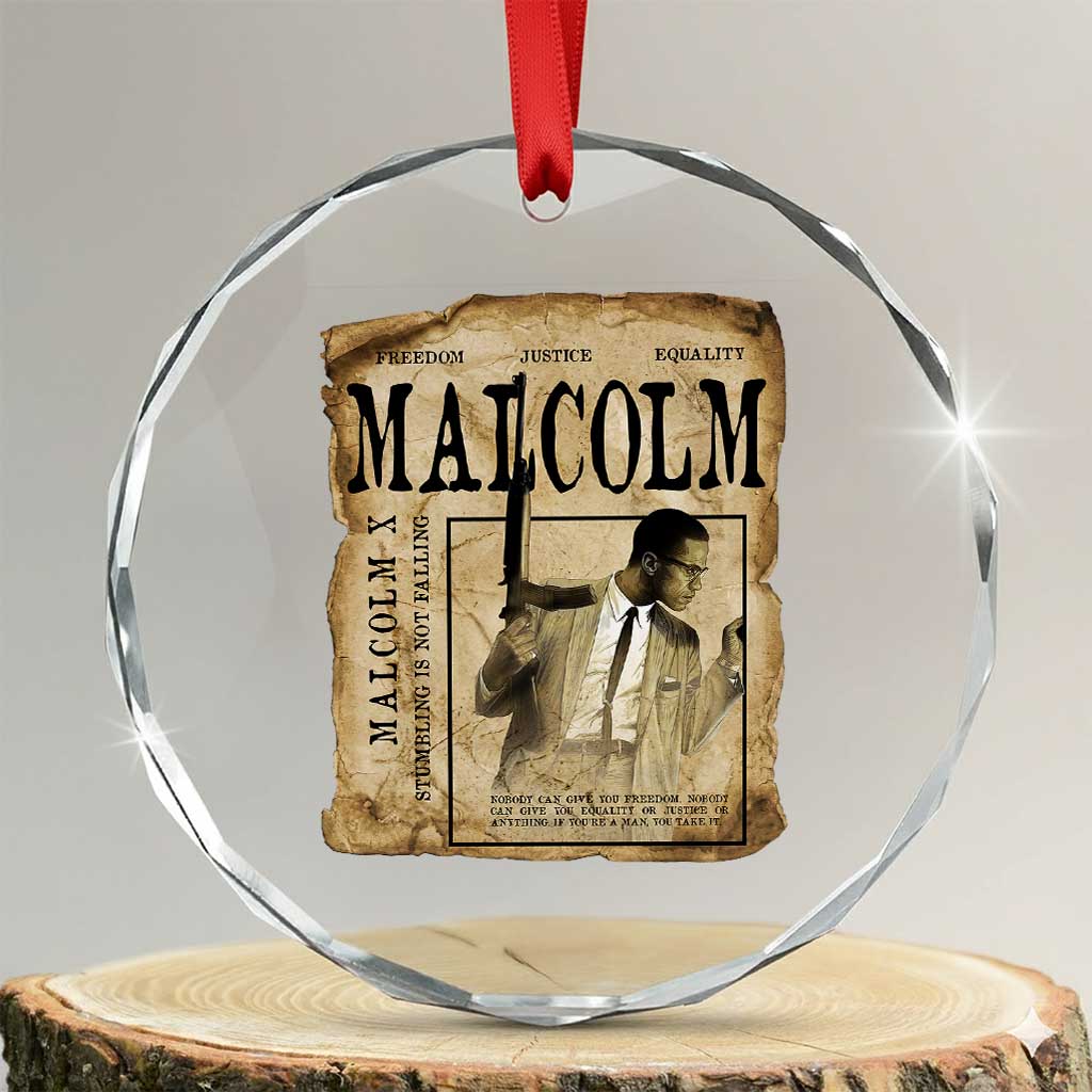 Malcolm X Historical Newspaper Crystal Glass Ornament Stumbling Is Not Falling Black History TS12