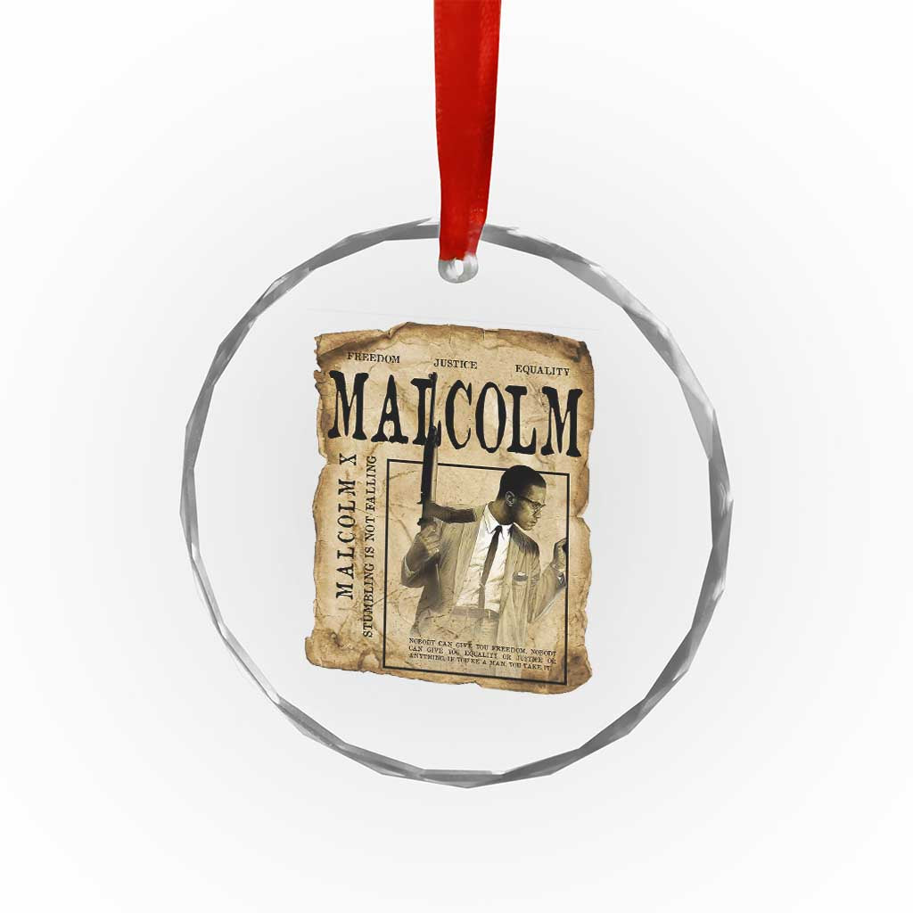 Malcolm X Historical Newspaper Crystal Glass Ornament Stumbling Is Not Falling Black History TS12