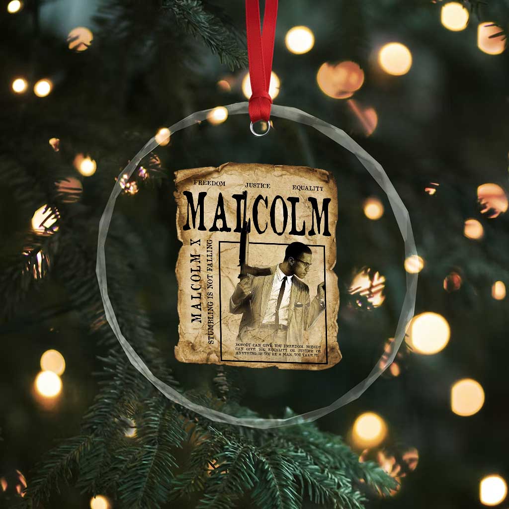 Malcolm X Historical Newspaper Crystal Glass Ornament Stumbling Is Not Falling Black History TS12