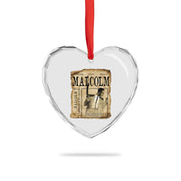Malcolm X Historical Newspaper Heart Crystal Glass Ornament Stumbling Is Not Falling Black History TS12