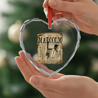 Malcolm X Historical Newspaper Heart Crystal Glass Ornament Stumbling Is Not Falling Black History TS12