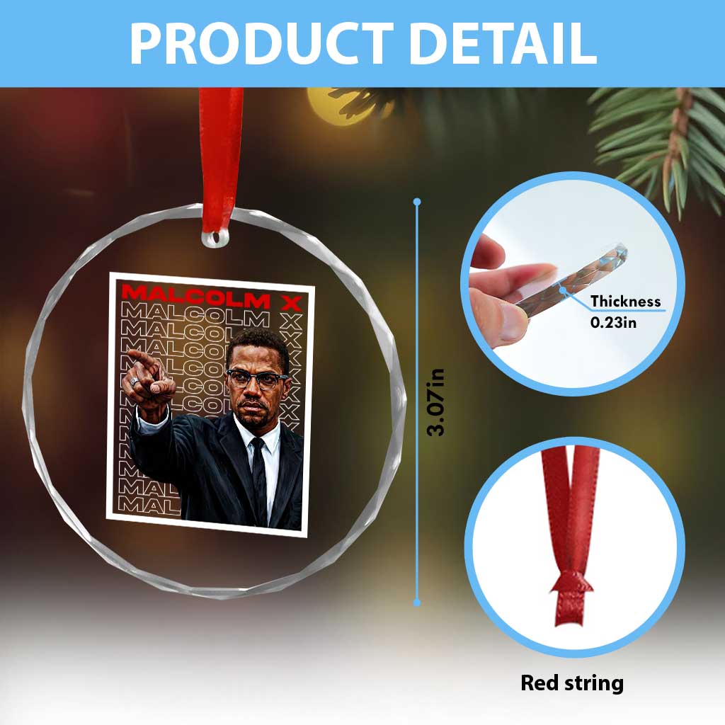 Malcolm X Legend Crystal Glass Ornament African American Activist Legacy - Wonder Print Shop