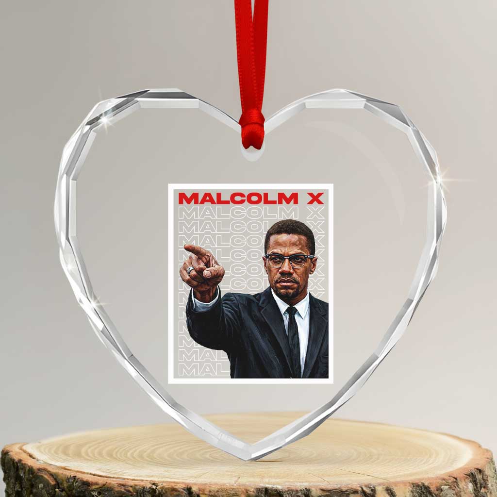 Malcolm X Legend Heart Crystal Glass Ornament African American Activist Legacy - Wonder Print Shop