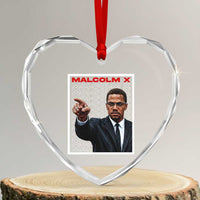 Malcolm X Legend Heart Crystal Glass Ornament African American Activist Legacy - Wonder Print Shop