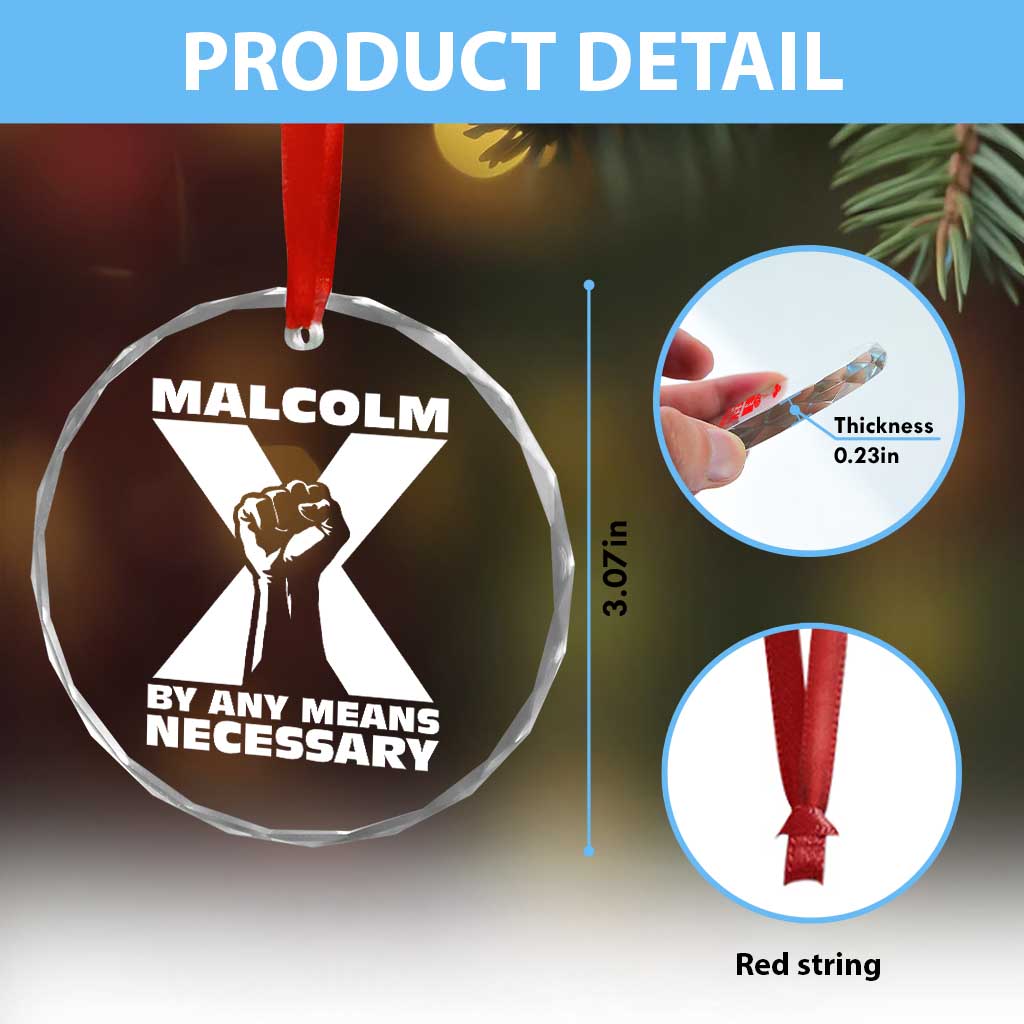 Malcolm X Power Fist Crystal Glass Ornament Civil Rights Leader Pride Bold Statement - Wonder Print Shop