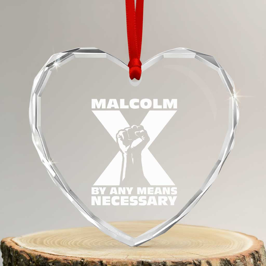 Malcolm X Power Fist Heart Crystal Glass Ornament Civil Rights Leader Pride Bold Statement - Wonder Print Shop