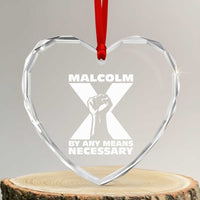 Malcolm X Power Fist Heart Crystal Glass Ornament Civil Rights Leader Pride Bold Statement - Wonder Print Shop