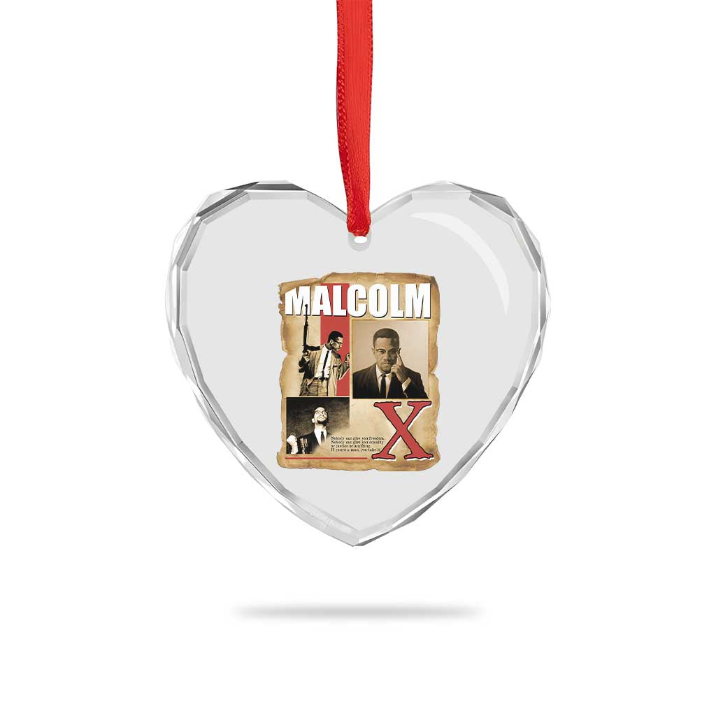 Malcolm X Quote Heart Crystal Glass Ornament Nobody Can Give You Freedom Take It - Wonder Print Shop