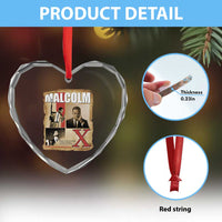 Malcolm X Quote Heart Crystal Glass Ornament Nobody Can Give You Freedom Take It - Wonder Print Shop