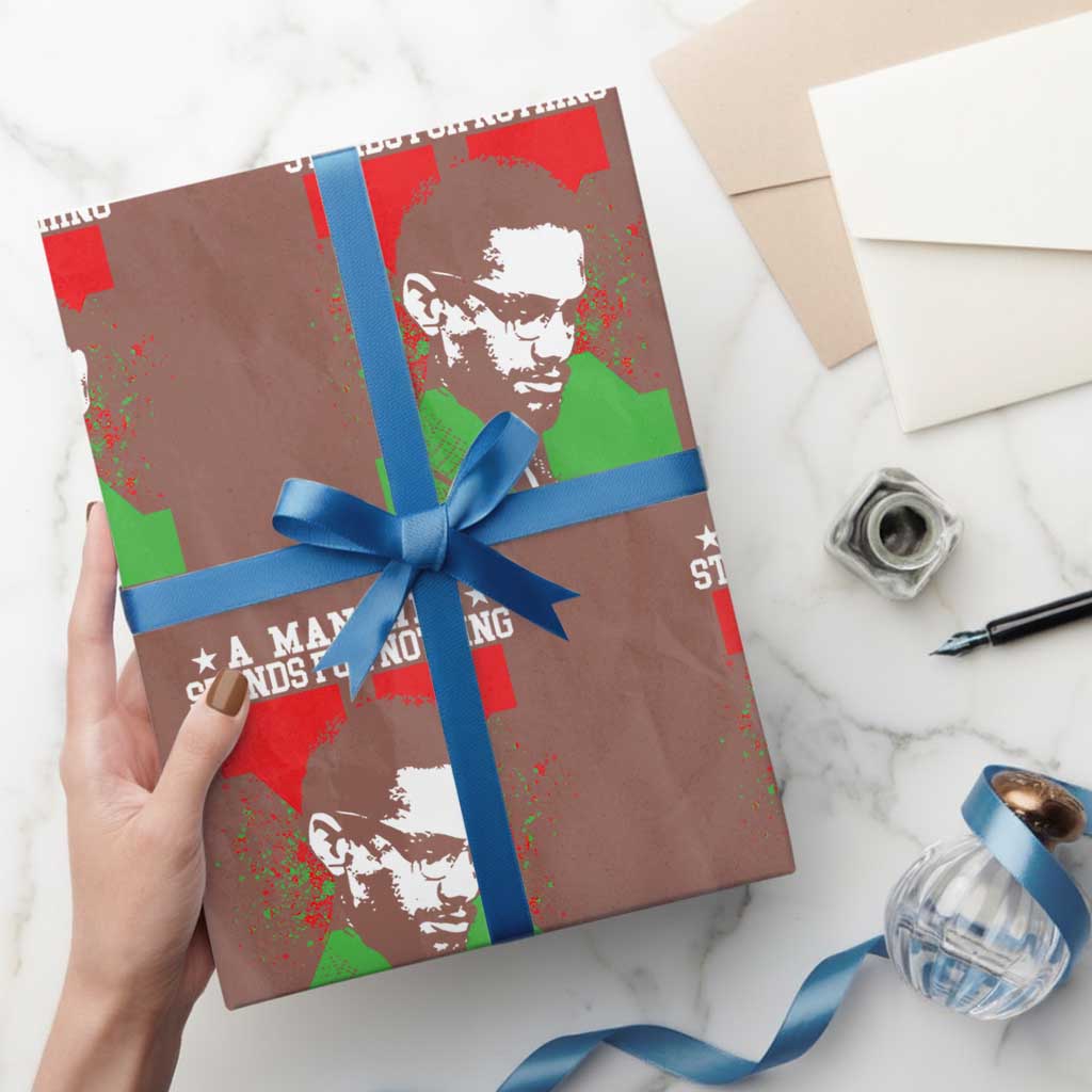 Malcolm X Quote Wrapping Paper Roll Retro A Man Who Stands for Nothing Black History - Wonder Print Shop