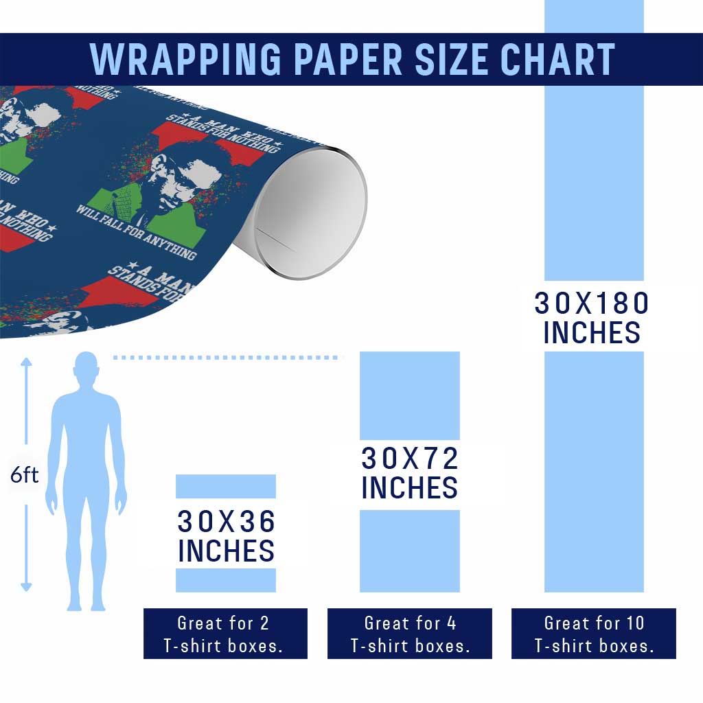 Malcolm X Quote Wrapping Paper Roll Retro A Man Who Stands for Nothing Black History - Wonder Print Shop