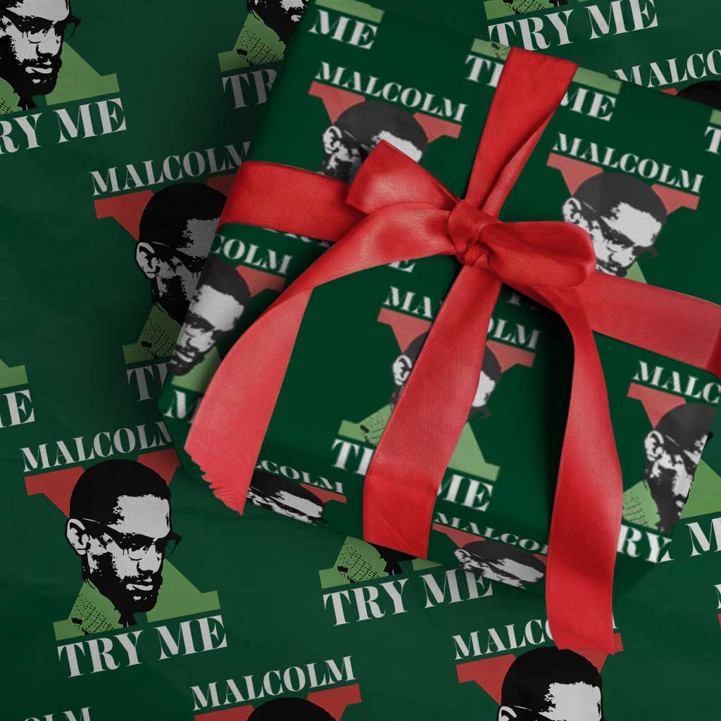 Malcolm X Try Me Wrapping Paper Roll American Civil Rights Leader Quote - Wonder Print Shop