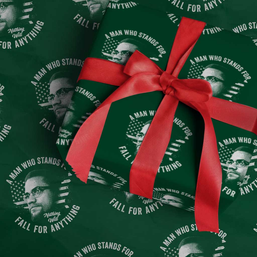 Malcolm X Wrapping Paper Roll A Man Who Stands For Nothing Will Fall For Anything American Flag - Wonder Print Shop