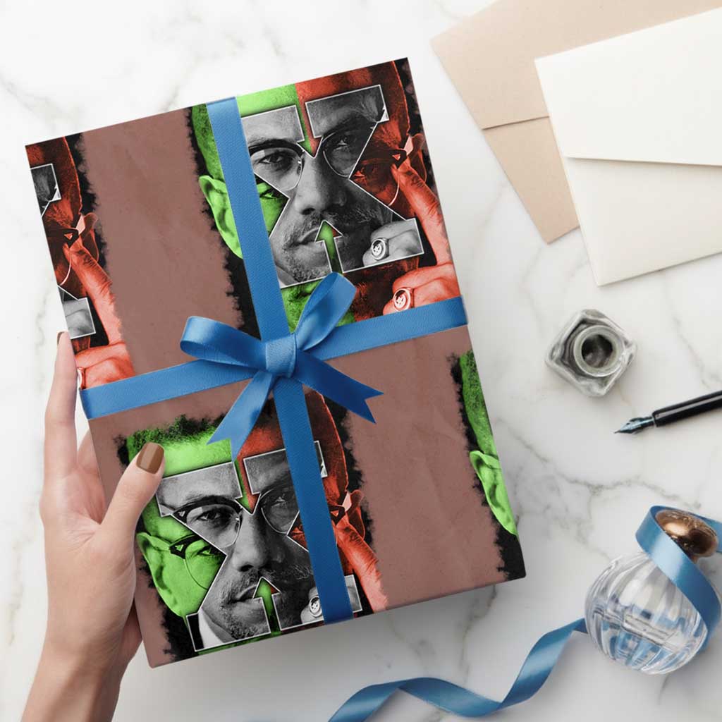 Malcolm X Wrapping Paper Roll Black History Month - Wonder Print Shop