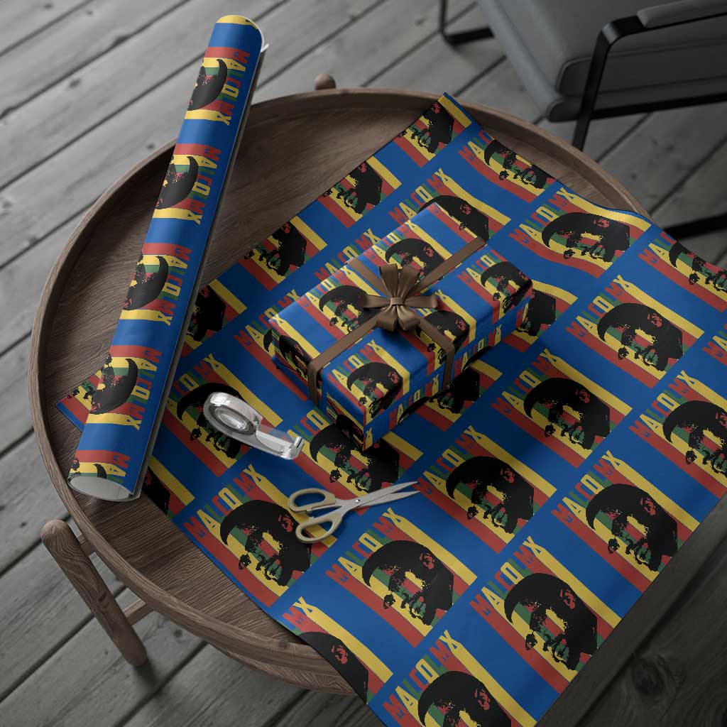 Malcolm X Wrapping Paper Roll Pan African Flag Black History - Wonder Print Shop