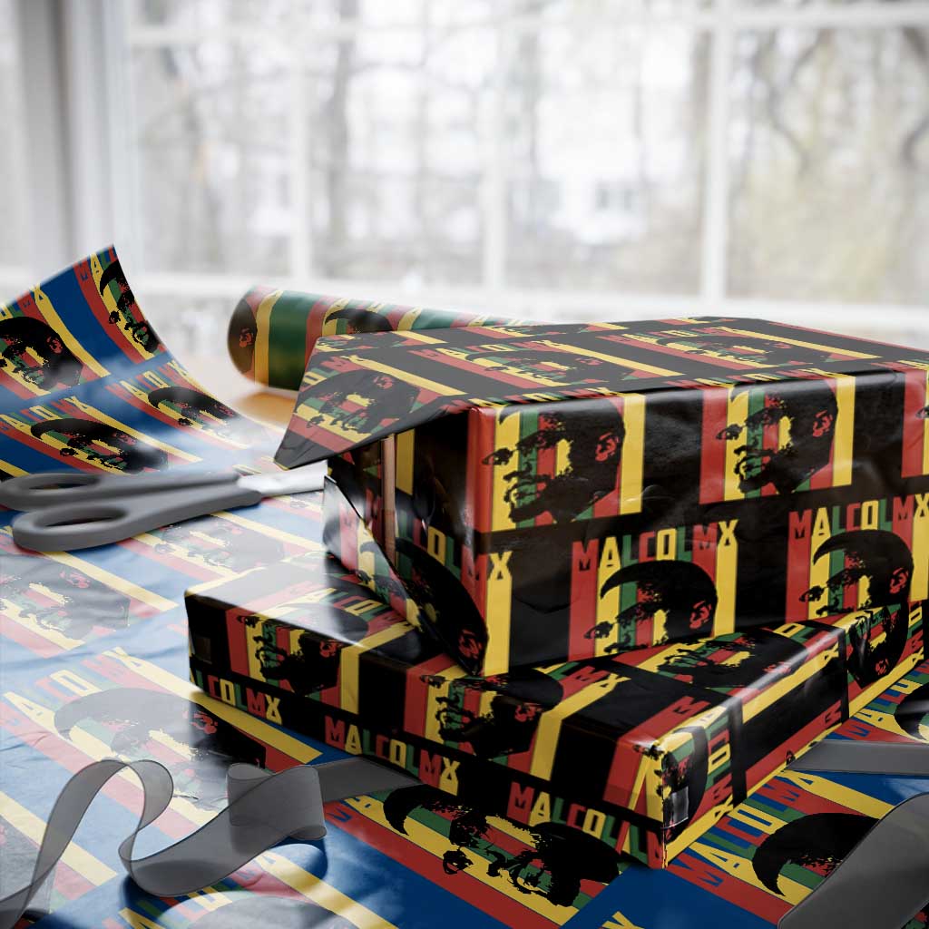 Malcolm X Wrapping Paper Roll Pan African Flag Black History - Wonder Print Shop