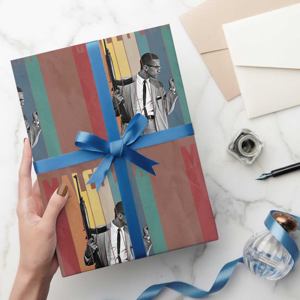 Malcolm X Wrapping Paper Roll Retro Portrait Black Empowerment Heritage Gift - Wonder Print Shop