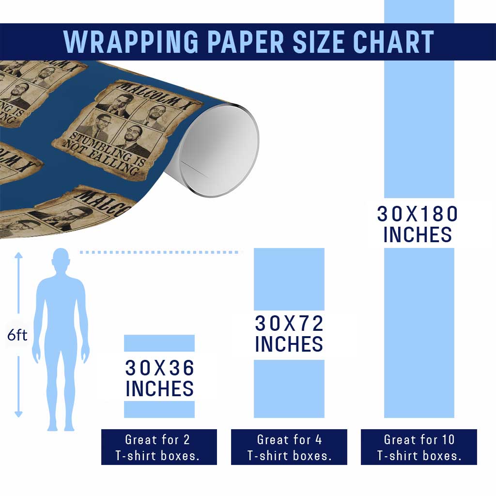 Malcolm X Wrapping Paper Roll Stumbling Is Not Falling Historical Poster TS12