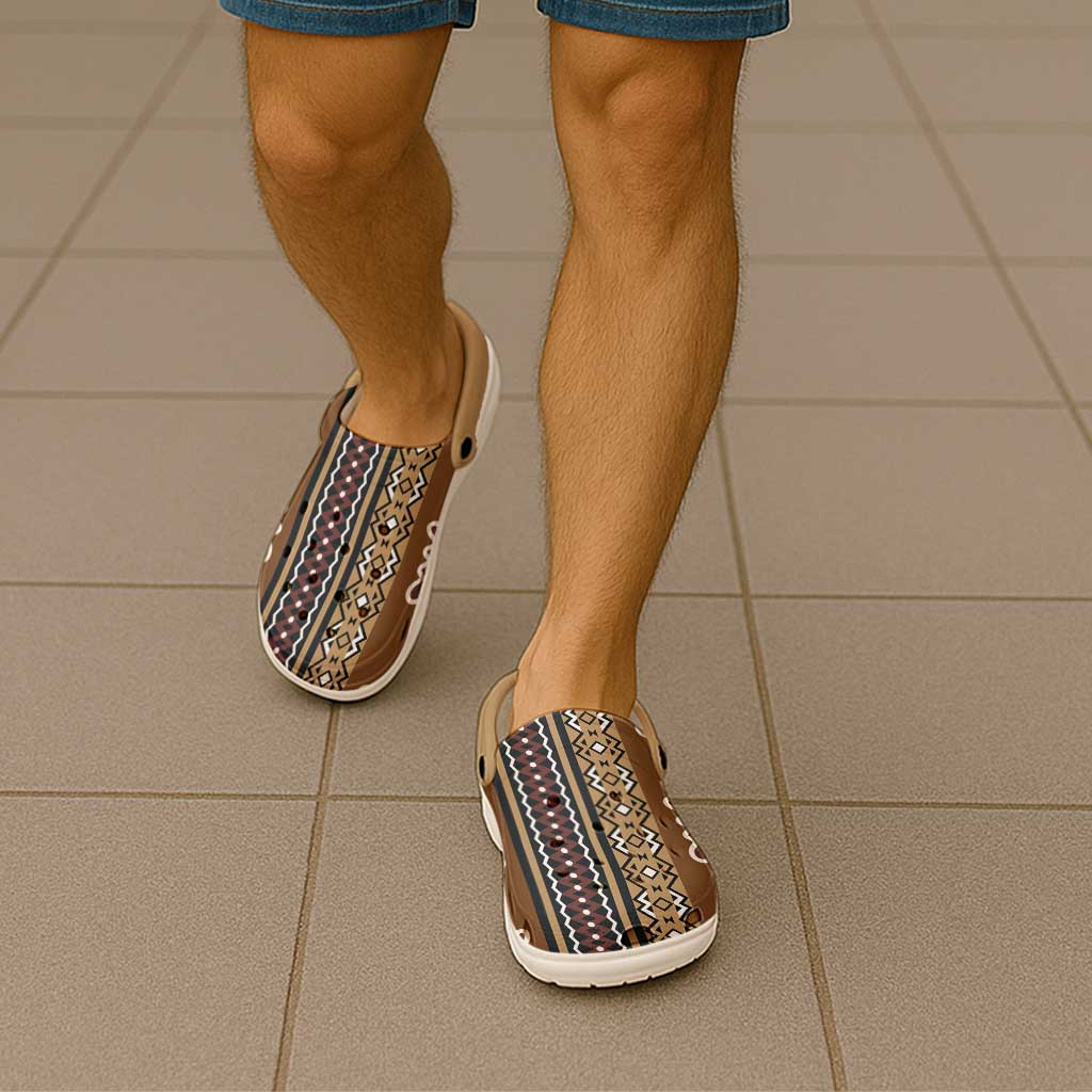 Mali Bologan Mud Cloth Pattern Clogs Shoes - Wonder Print Shop