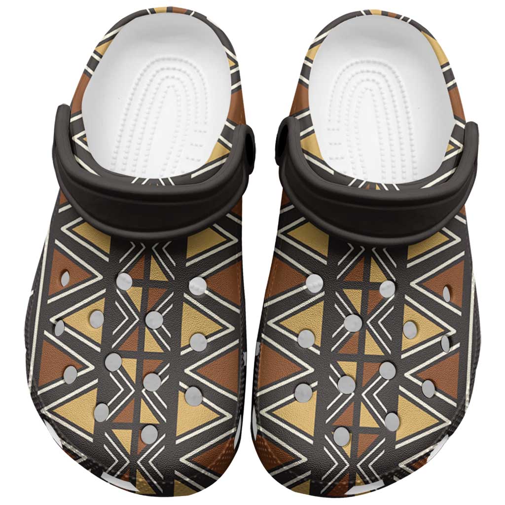Mali Mud Cloth African Village Clogs Shoes Ethnic Geometry Style - Wonder Print Shop