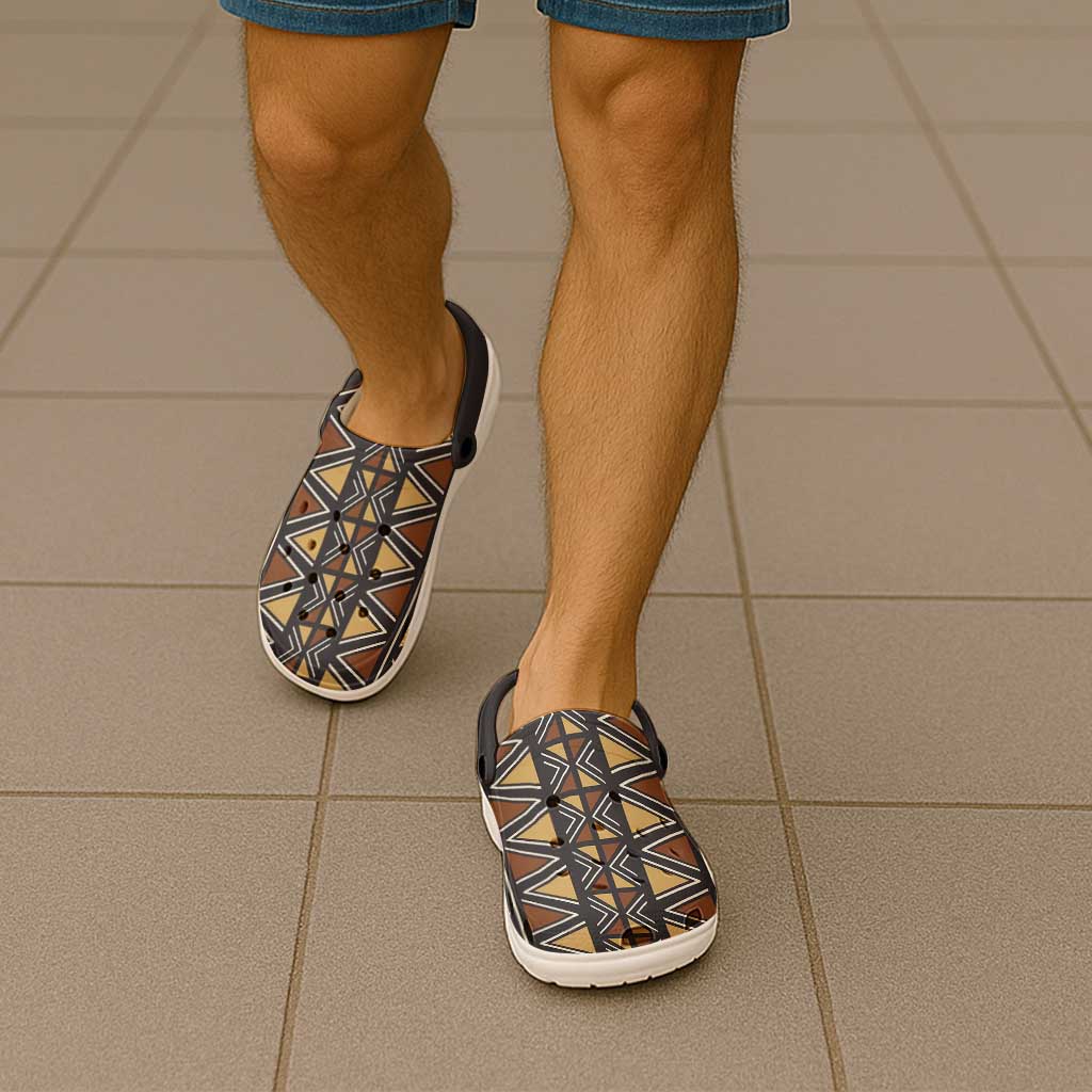 Mali Mud Cloth African Village Clogs Shoes Ethnic Geometry Style - Wonder Print Shop