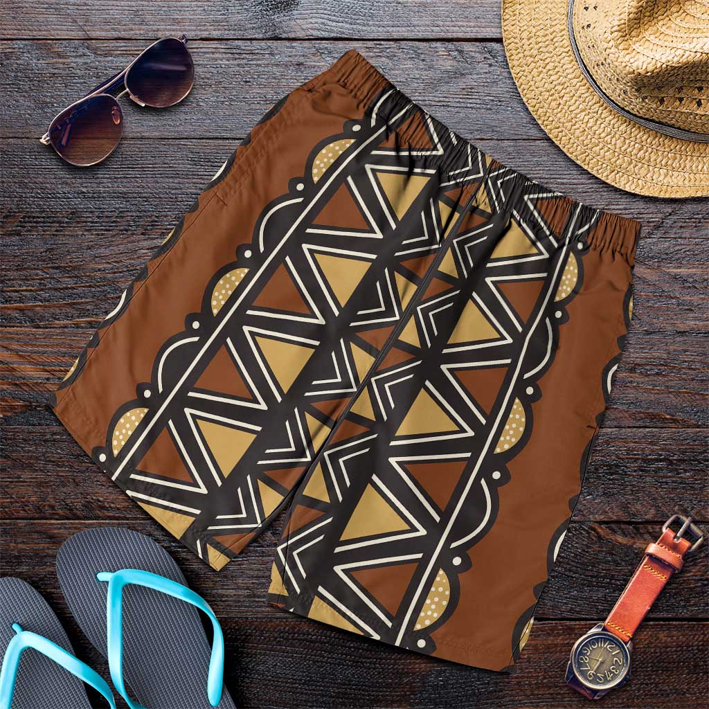 Mali Mud Cloth African Village Shorts for Men Ethnic Geometry Style - Wonder Print Shop