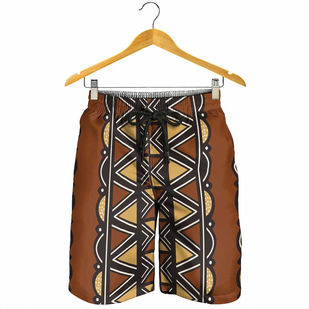 Mali Mud Cloth African Village Shorts for Men Ethnic Geometry Style - Wonder Print Shop
