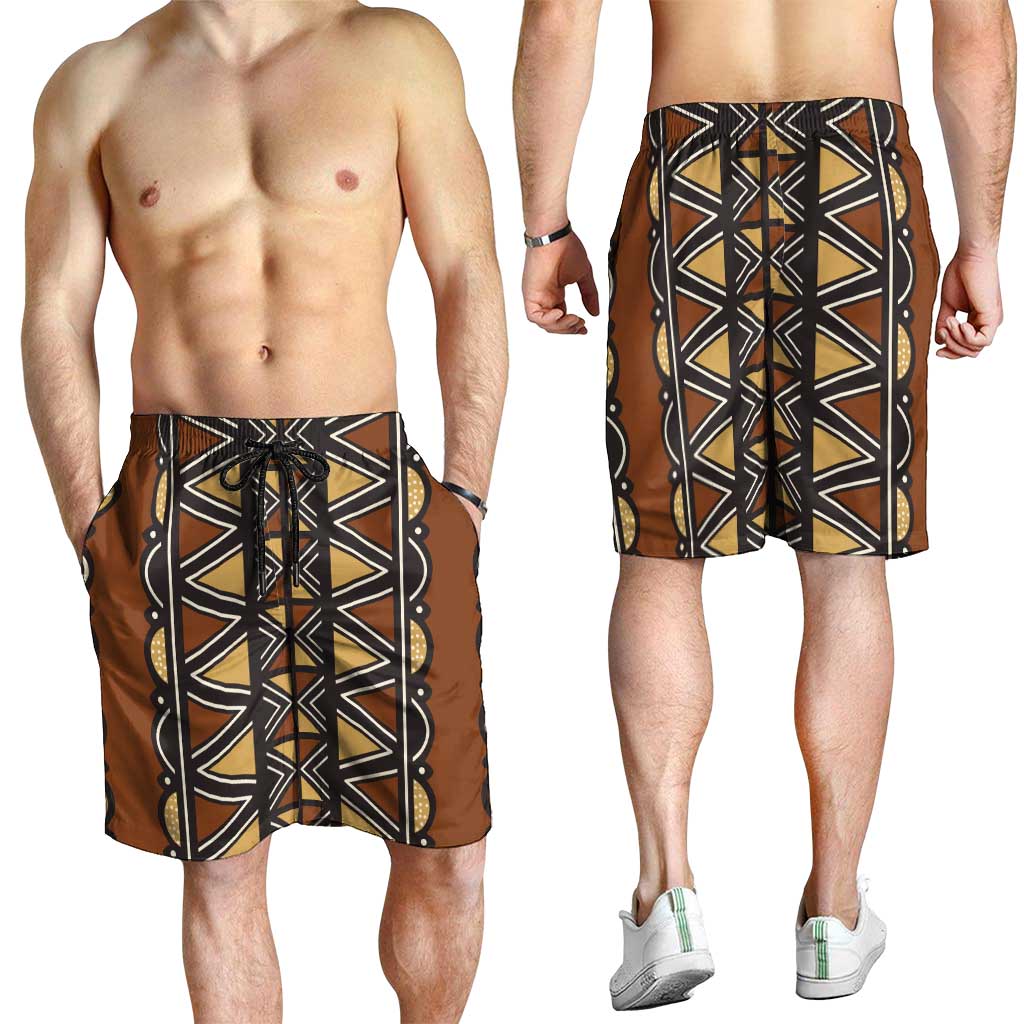 Mali Mud Cloth African Village Shorts for Men Ethnic Geometry Style - Wonder Print Shop