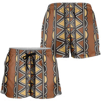 Mali Mud Cloth African Village Shorts for Women Ethnic Geometry Style - Wonder Print Shop