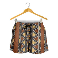 Mali Mud Cloth African Village Shorts for Women Ethnic Geometry Style - Wonder Print Shop