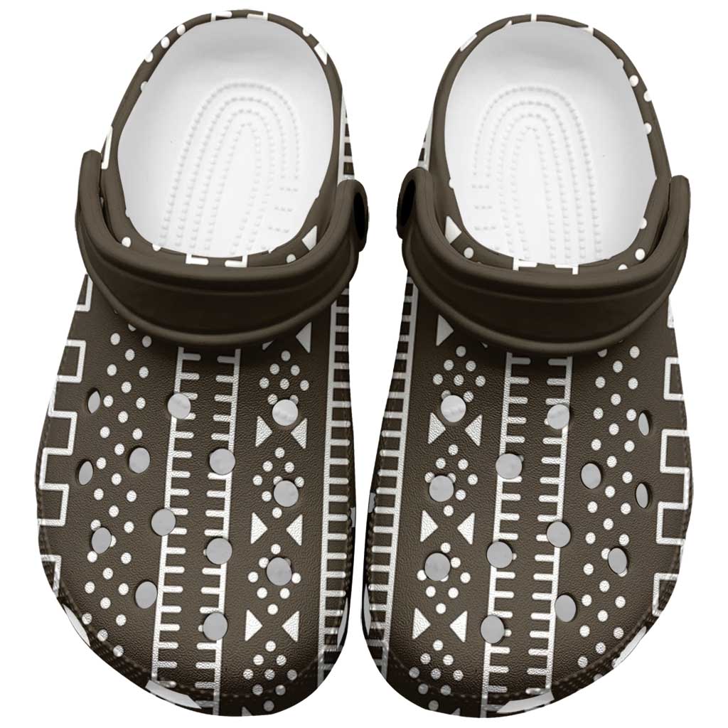 Mali Mud Cloth Clogs Shoes Bogolanfini Pattern - Wonder Print Shop