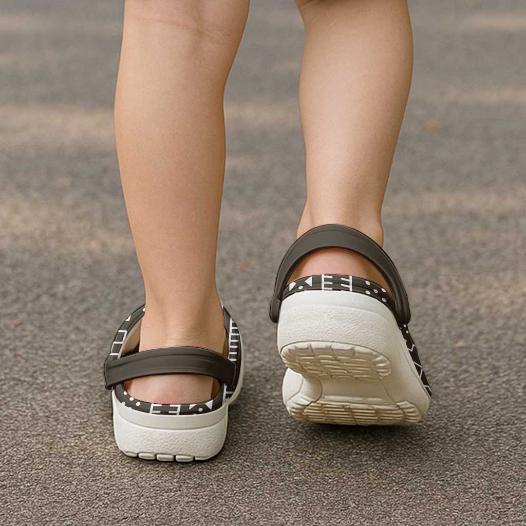 Mali Mud Cloth Clogs Shoes Bogolanfini Pattern - Wonder Print Shop