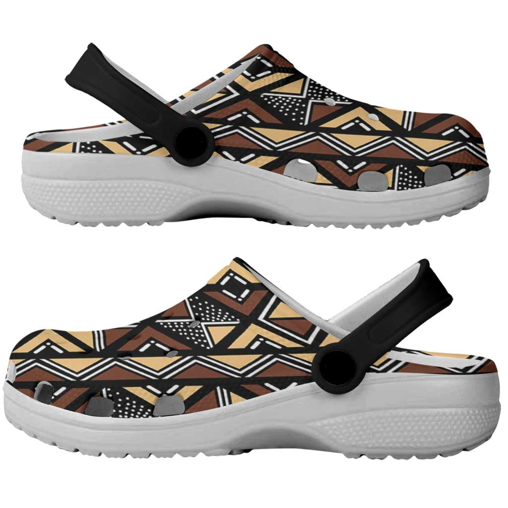 Mali Mud Cloth Legacy Pattern Clogs Shoes Ethnic Geometry Style - Wonder Print Shop