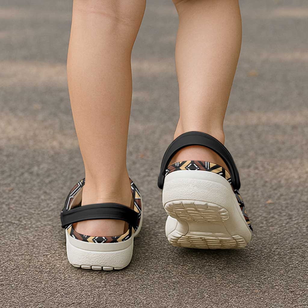 Mali Mud Cloth Legacy Pattern Clogs Shoes Ethnic Geometry Style - Wonder Print Shop