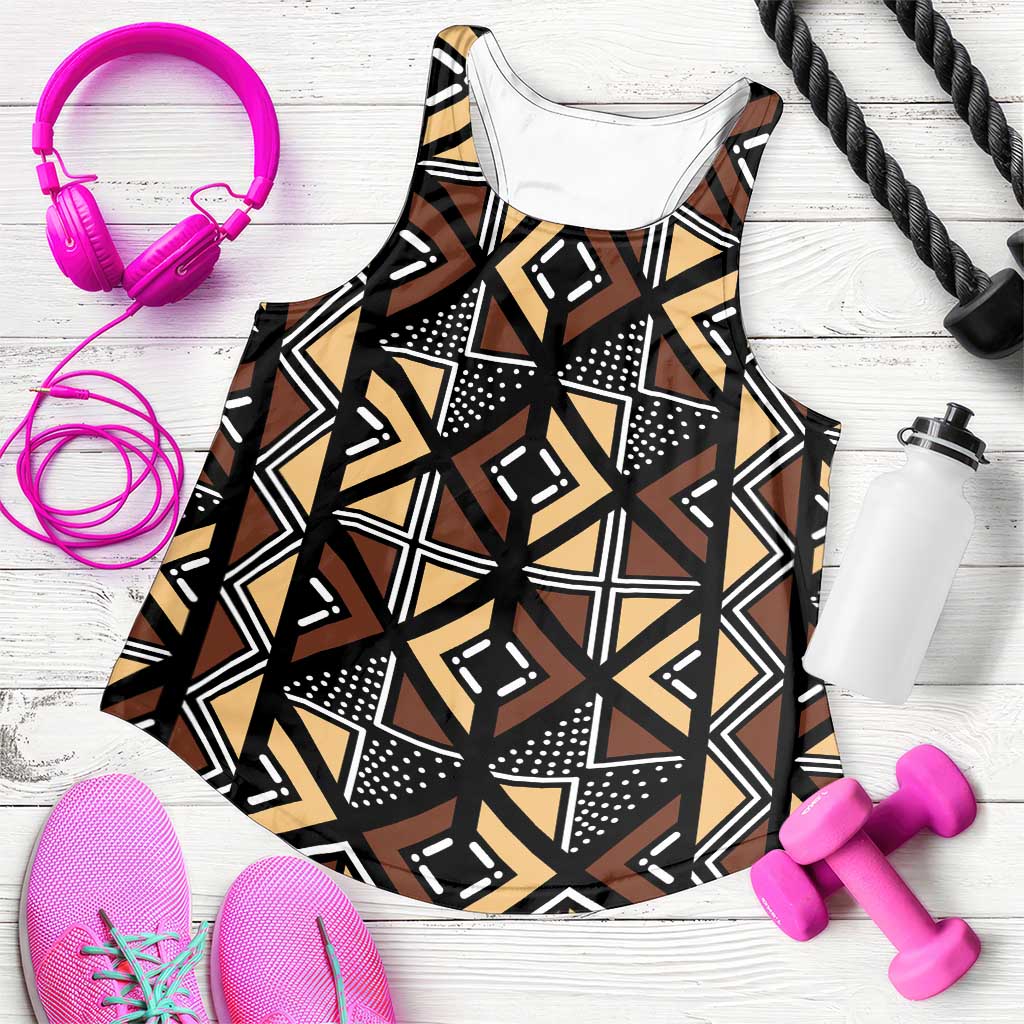 Mali Mud Cloth Legacy Pattern Women Racerback Tank Ethnic Geometry Style - Wonder Print Shop