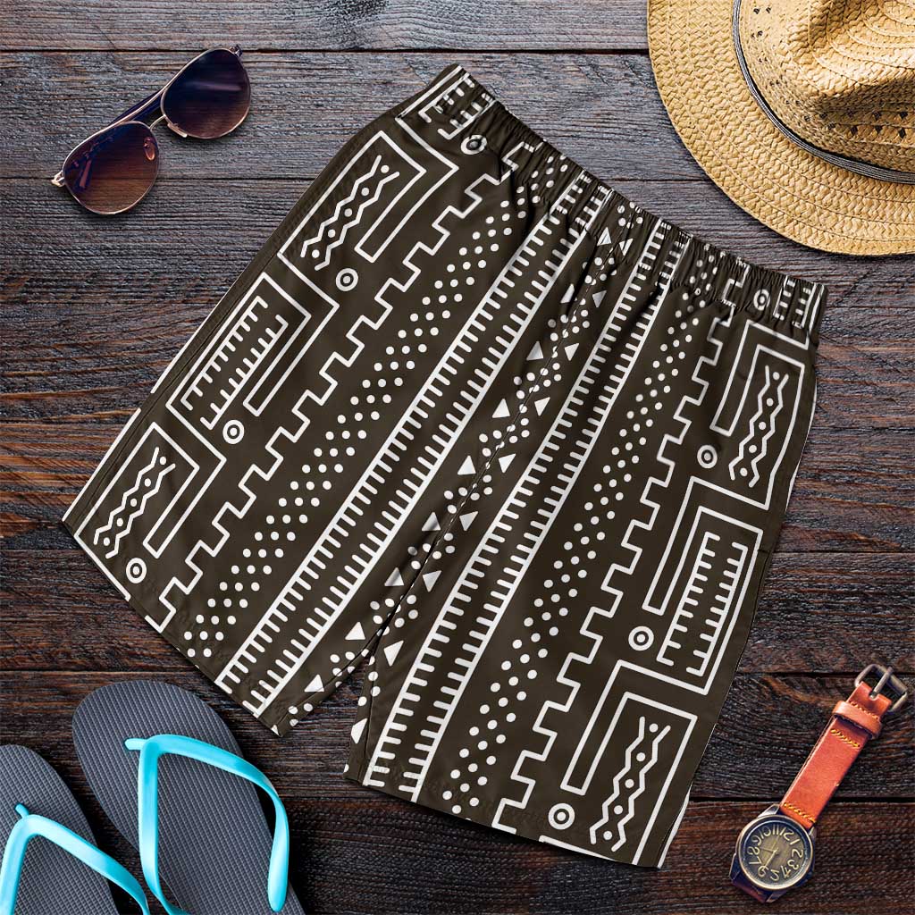 Mali Mud Cloth Shorts for Men Bogolanfini Pattern - Wonder Print Shop