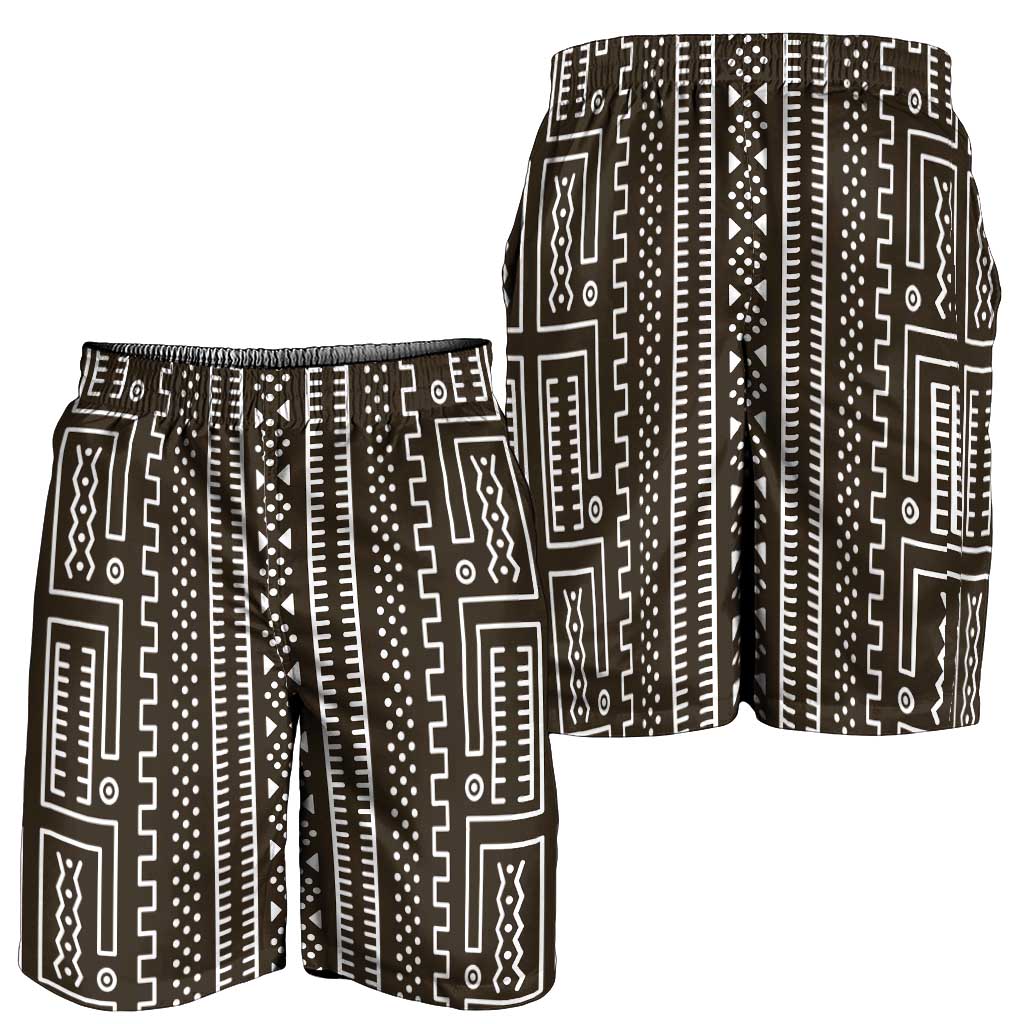 Mali Mud Cloth Shorts for Men Bogolanfini Pattern - Wonder Print Shop