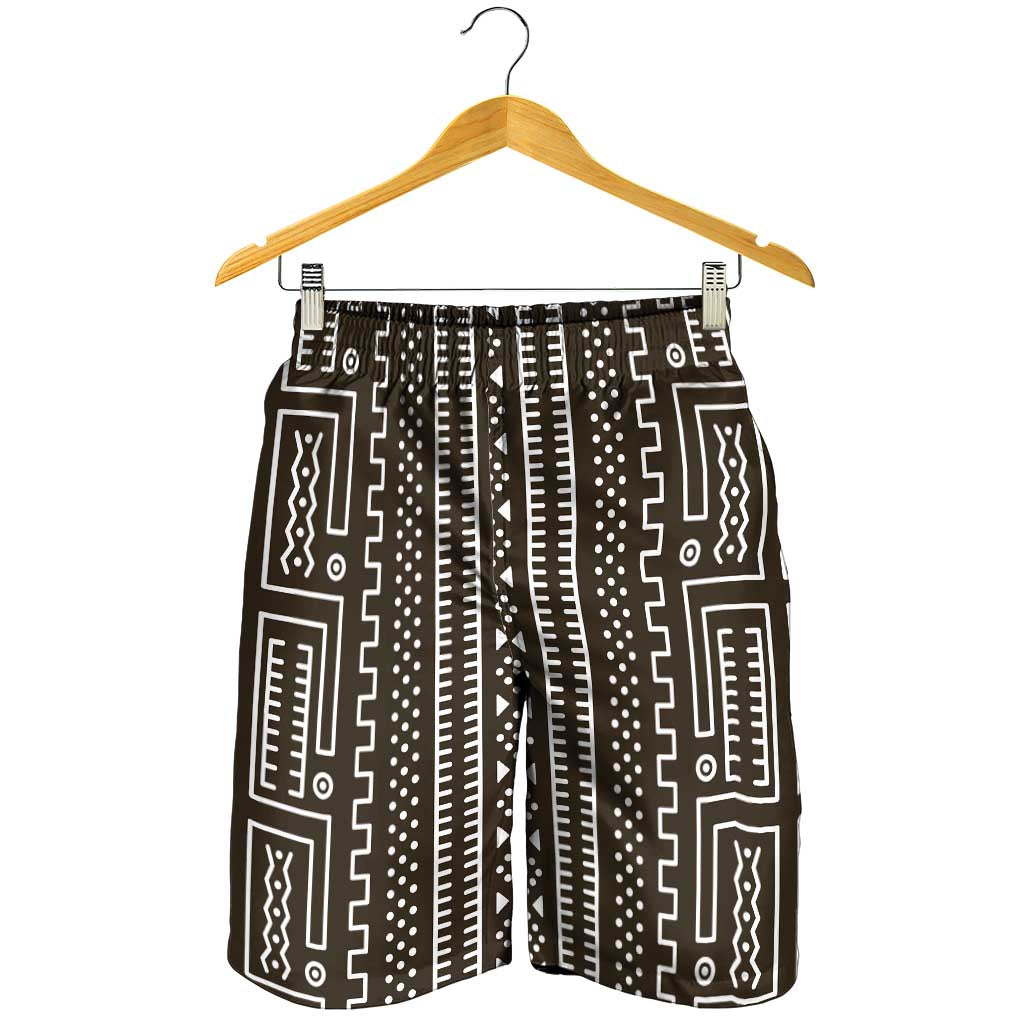 Mali Mud Cloth Shorts for Men Bogolanfini Pattern - Wonder Print Shop