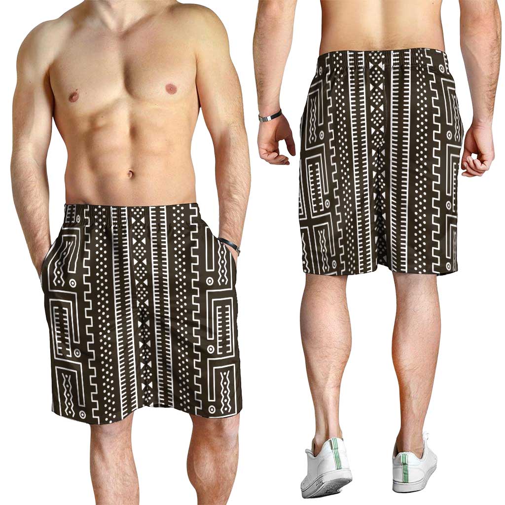 Mali Mud Cloth Shorts for Men Bogolanfini Pattern - Wonder Print Shop