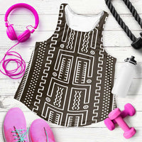 Mali Mud Cloth Women Racerback Tank Bogolanfini Pattern - Wonder Print Shop