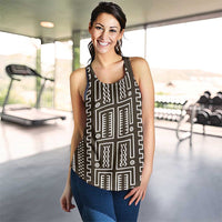 Mali Mud Cloth Women Racerback Tank Bogolanfini Pattern - Wonder Print Shop