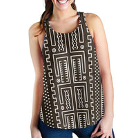 Mali Mud Cloth Women Racerback Tank Bogolanfini Pattern - Wonder Print Shop