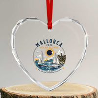 Mallorca Spain 2026 Total Solar Eclipse Heart Crystal Glass Ornament Sailing Cruise Totality Sail Explore Experience Travel Souvenir