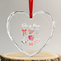 Mama Christian Religious Heart Crystal Glass Ornament She Is Mom Mother's Day Jesus Flowers Bow - Wonder Print Shop