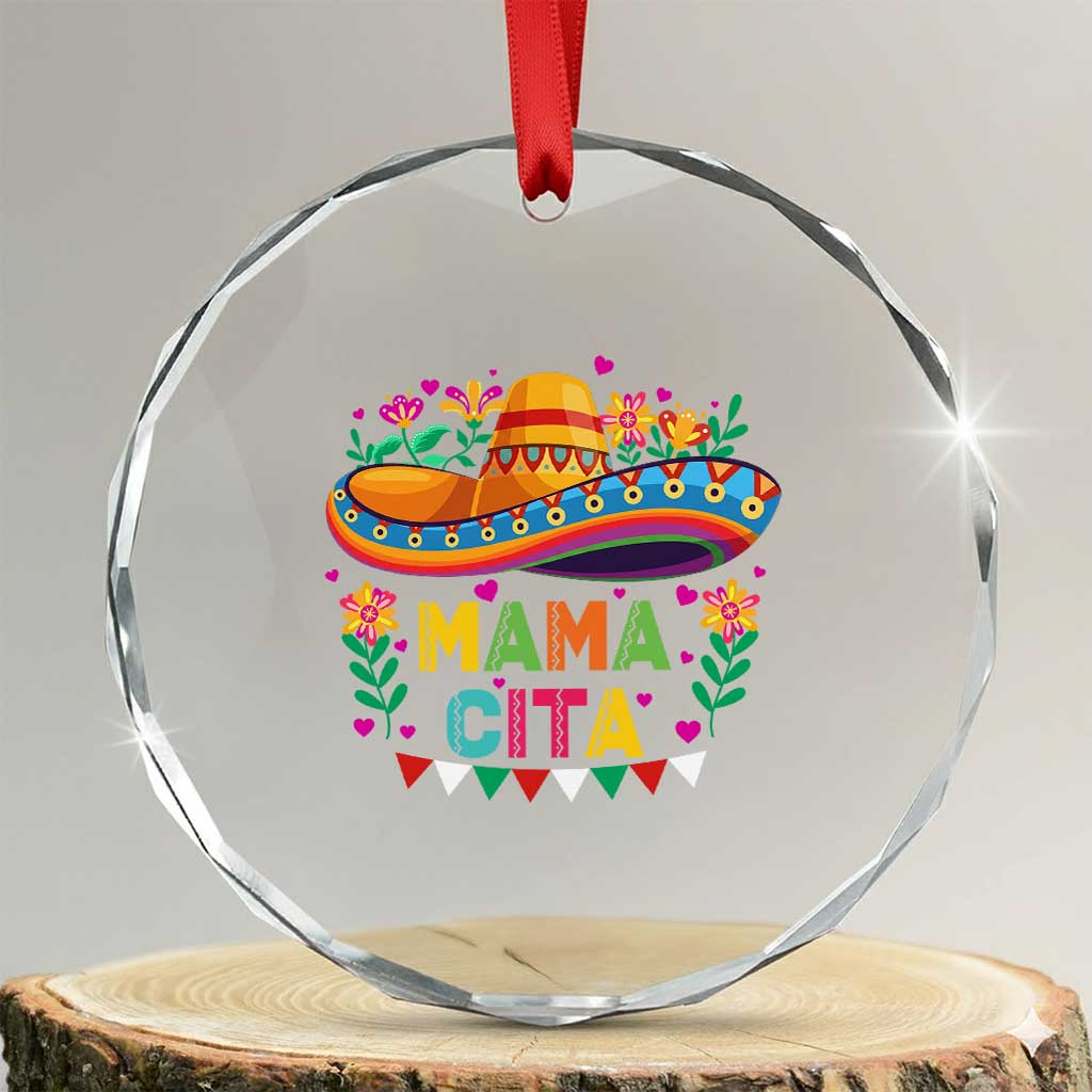Mama Cita Crystal Glass Ornament Cinco De Mayo Mexican Mom Flower Sombrero