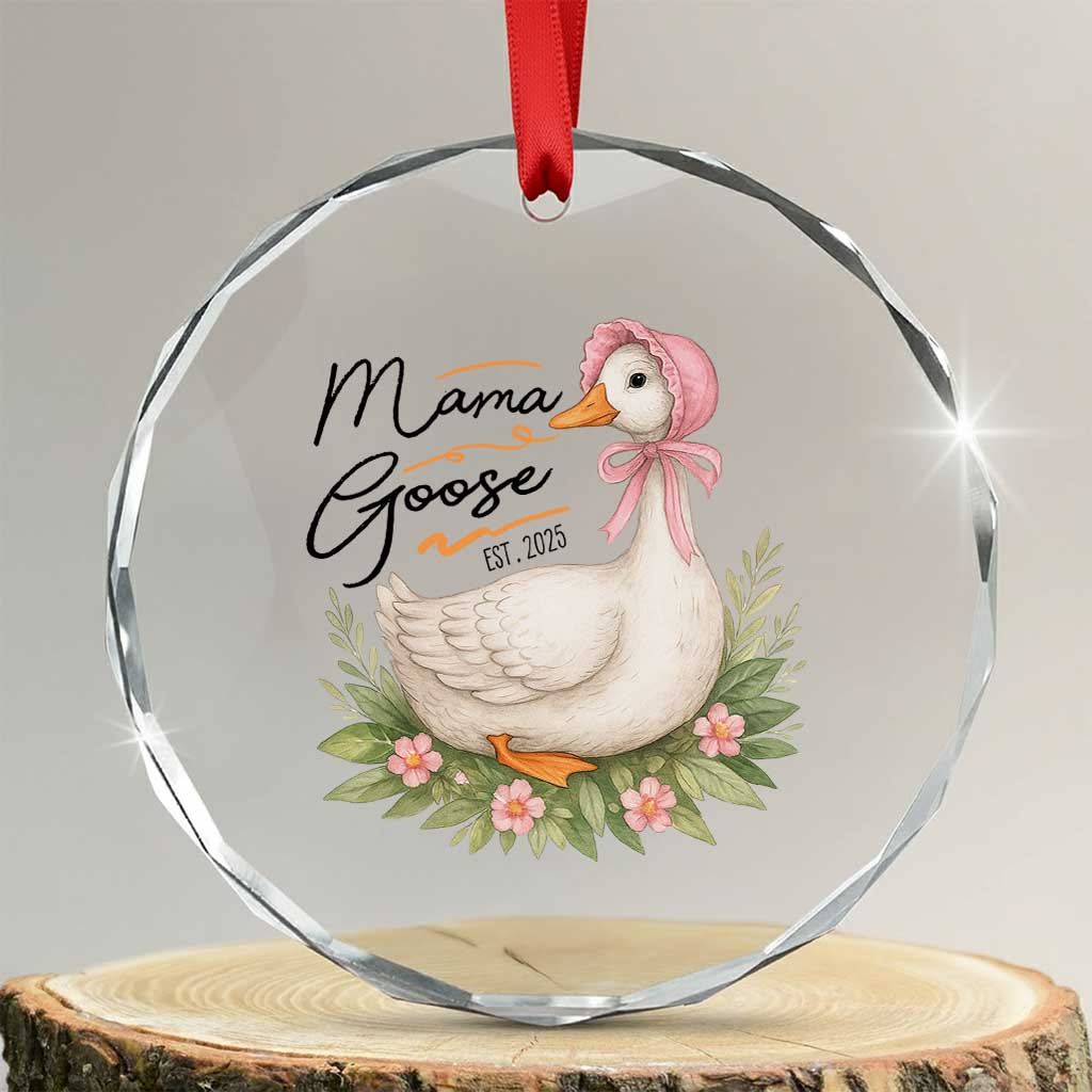 Mama Goose Est 2025 Crystal Glass Ornament Retro New Mom Mothers Day - Wonder Print Shop