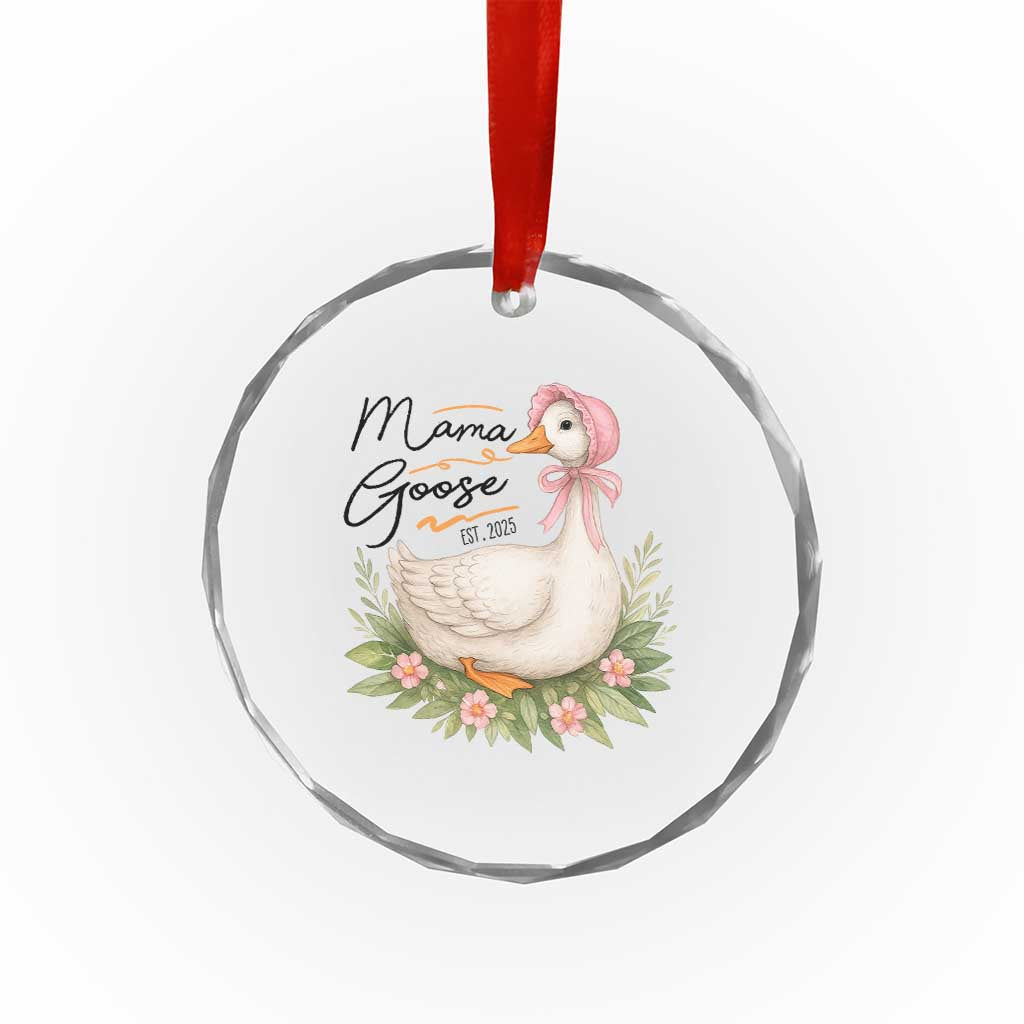 Mama Goose Est 2025 Crystal Glass Ornament Retro New Mom Mothers Day - Wonder Print Shop